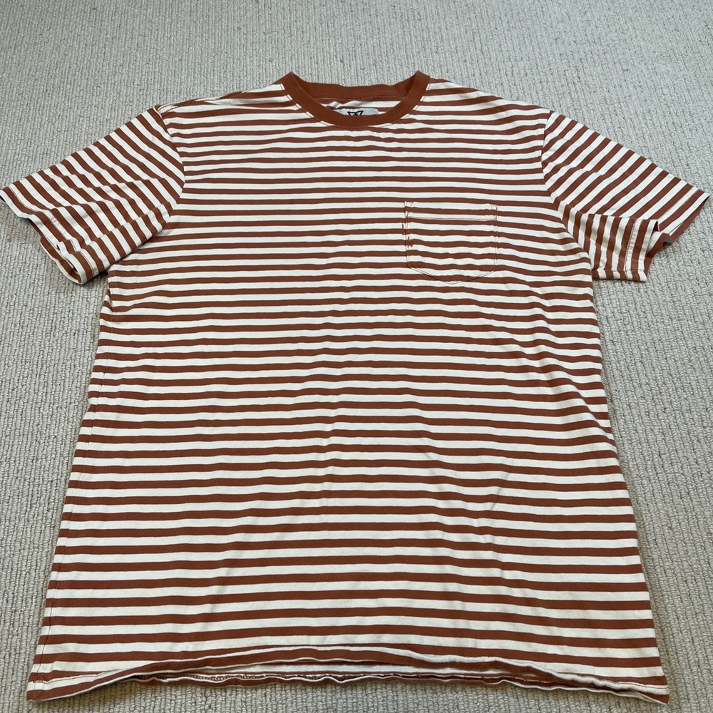 Vissla Shirt Men's Medium Striped Short Sleeve Pocket Tee Stretch